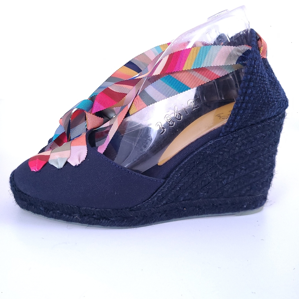Castaner x Paul Smith Coralia Espadrille Wedge Ribbon Lace Shoes 37 Size 6.5 US - Picture 4 of 12